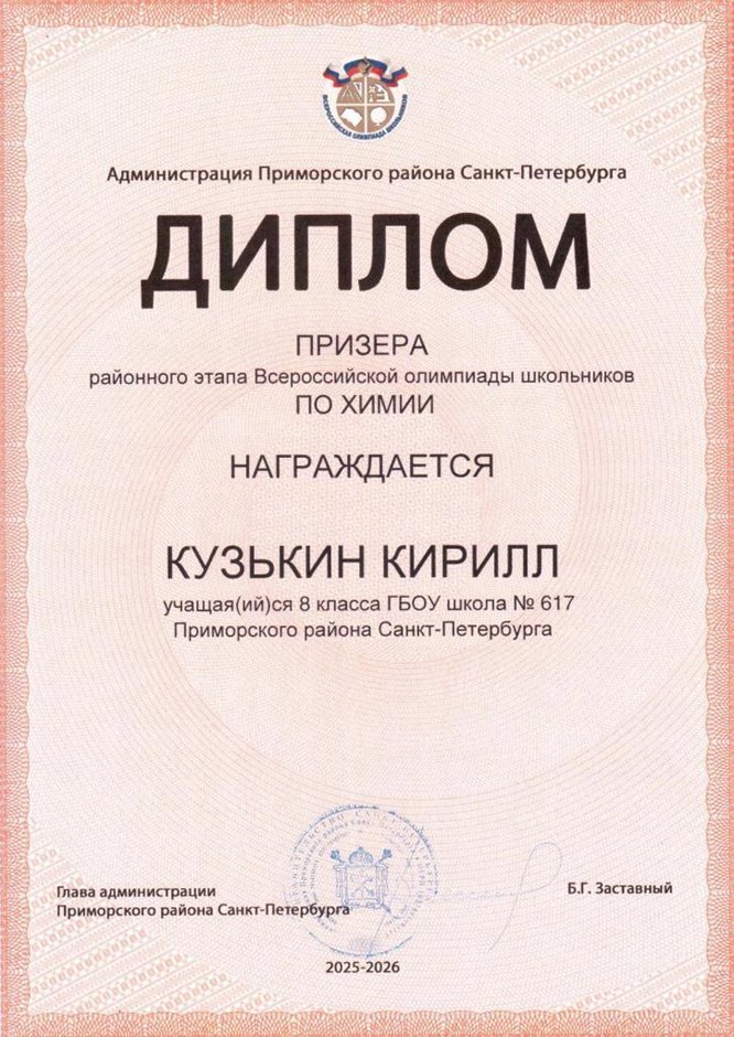 2025-2026 Кузькин Кирилл 8ли РО химия (Роднина Д.И.)